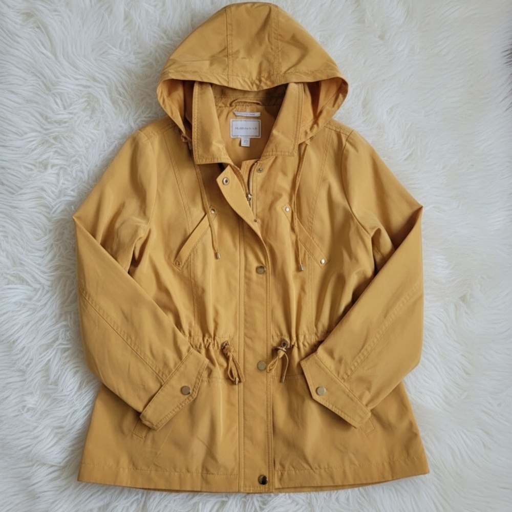 Women's Sz Petite Medium Charter Club Anorak Raincoat Yellow LIKE NEW - Picture 2 of 13